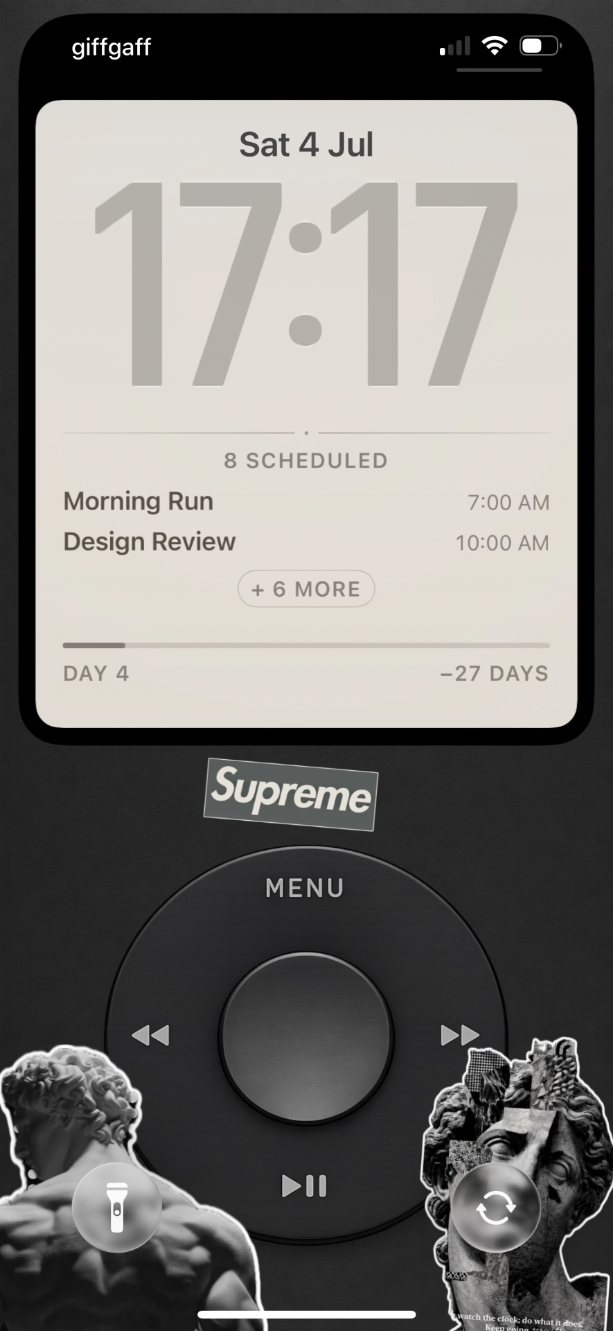 Grey iPod lock screen
