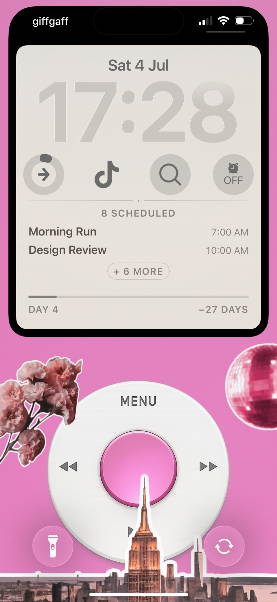Pink iPod lock screen